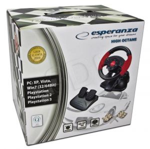 Kierownica ESPERANZA High Octane EG103 ( PS2 PS3 PC ; podstawa z pedałami łopatki do zmiany biegów )