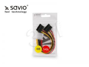 Kabel zasilający Savio AK-13 ( IDE Molex 4 pin - 2 x SATA 15 pin M-F 0,18m )