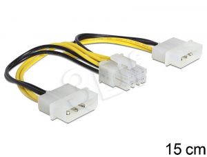 Kabel zasilający Delock ( 8 Pin EPS - 2 x 4 Pin F-M 0,15m żółty )