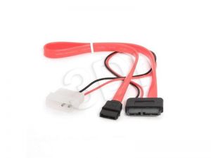 Kabel zasilający Gembird ( SATA Slimline - Sata Data + Molex 0,35m czerwony )