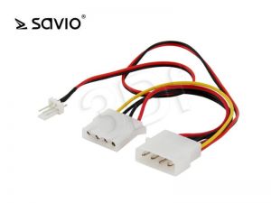 Kabel zasilający Savio Ak-15 ( IDE Molex 4 pin - IDE Molex 4 pin+3pin 0,18m )