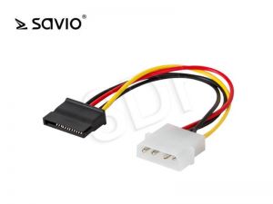 Kabel zasilający Savio ( IDE Molex 4 pin - SATA 15 pin M-F 0,18m )