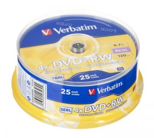 DVD+RW Verbatim 4,7GB 4x 25szt. spindle