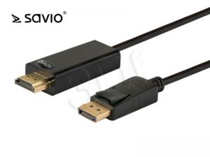 Kabel Savio CL-56 ( Displayport - HDMI1.4 M-M 1,5m czarny )