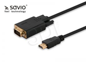 Kabel Savio CL-103 ( HDMI - VGA M-M PVC 1,8m drut czarny )