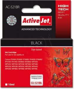 Tusz Activejet AC-521BR (do drukarki Canon, zamiennik CLI-521Bk premium 10ml czarny Chip)
