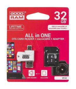 Goodram micro SDHC All in One 32GB Class 10,UHS Class U1 + Adapter microSD-SD + czytnik OTG