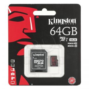 Kingston micro SDHC SDCA3/64GB 64GB Class 10,UHS Class U3 + ADAPTER mikroSD-SD