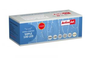 Activejet Dekoracja zewnętrzna-sople AJE-ICE100 (100 LED ciepła biel 2,3m) biały przewód