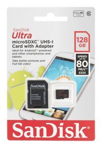 Sandisk micro SDXC Ultra 128GB Class 10 + ADAPTER microSD-SD