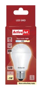 Activejet żarówka LED SMD AJE-HS600W (standardowa 600lm 7W E27 biały ciepły)