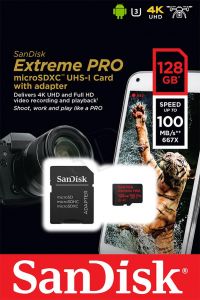 Sandisk micro SDXC EXTREME PRO 128GB Class U3 + Adapter microSD-SD