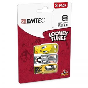 Emtec Flashdrive Looney Toons 3pack 8GB USB 2.0