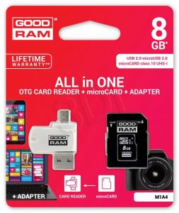 GOODRAM ALL IN ONE microSDHC 8GB Class 10+Adapter