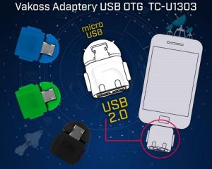 Adapter OTG Vakoss TC-U1303B micro USB - USB M-F niebieski