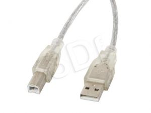 LANBERG KABEL USB 2.0 AM-BM 3M, FERRYT, TRANSPARENT