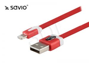 Kabel Savio ( USB - LIGHTNING 8PIN M-M 1m czerwony )