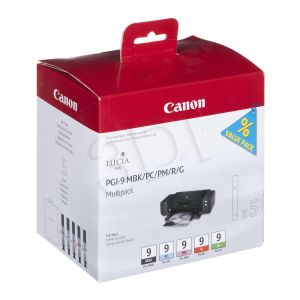 Tusz Canon zestaw PGI-9 MBK/PC/PM/R/G=PGI9MBK/PC/PM/R/G=1033B013, zawiera Czerwony, Zielony, Czarny