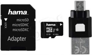 Hama Polska micro SDHC MSD 32GB Class 10,UHS Class U1 + Adapter microSD-SD + czytnik OTG