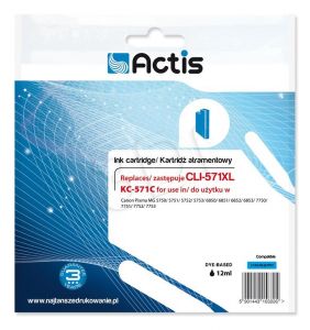 Tusz Actis KC-571C (do drukarki Canon, zamiennik CLI-571C standard 12ml cyan)