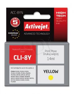 Tusz Activejet ACC-8YN (do drukarki Canon, zamiennik CLI-8Y supreme 14ml yellow Chip)