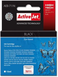 Tusz Activejet AEB-711N (do drukarki Epson, zamiennik T0711, T0891, T1001 supreme 15ml czarny)