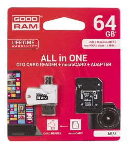 Goodram micro SDXC All in One 64GB Class 10,UHS Class U1 + Adapter microSD-SD + czytnik OTG