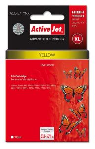 Tusz Activejet ACC-571YNX (do drukarki Canon, zamiennik CLI-571Y XL supreme 12ml yellow Chip)