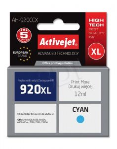 Tusz Activejet AH-920CCX (do drukarki Hewlett Packard, zamiennik HP 920XL CD972AE premium 12ml cyan 