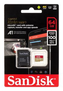 Sandisk micro SDXC Extreme 64GB UHS Class U3,V30 + Adapter microSD-SD