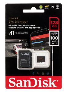 Sandisk micro SDXC Extreme 128GB UHS Class U3,V30 + Adapter microSD-SD