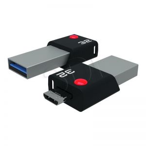 Emtec Flashdrive T200 32GB mikroUSB 2.0/USB 3.0 OTG czarno-srebrny