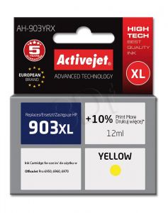 Tusz Activejet AH-903YRX (do drukarki Hewlett Packard, zamiennik 903XL T6M11AE premium 12ml yellow C