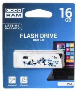 Goodram Flashdrive Cl!ck 16GB USB 2.0 biały z kolorowymi elementami