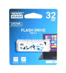 Goodram Flashdrive Cl!ck 32GB USB 2.0 biały z kolorowymi elementami