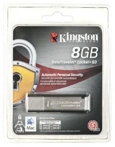 Kingston Flashdrive DataTraveler Locker+ G3 8GB USB 3.0 Srebrny