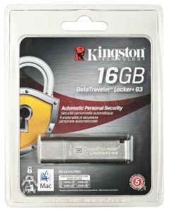 Kingston Flashdrive DataTraveler Locker+ G3 16GB USB 3.0 Srebrny