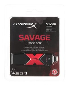 Kingston Flashdrive HyperX Savage 512GB USB 3.1 czarno- czerwony