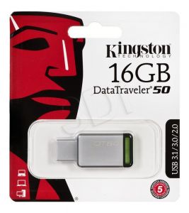 Kingston Flashdrive DataTravelver 50 16GB USB 3.0 srebrny