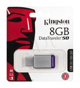 Kingston Flashdrive DataTraveler 50 8GB USB 3.0 srebrny