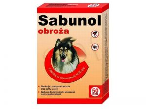 SABUNOL - czerwona obroża p. pchłom i kleszcz 50cm